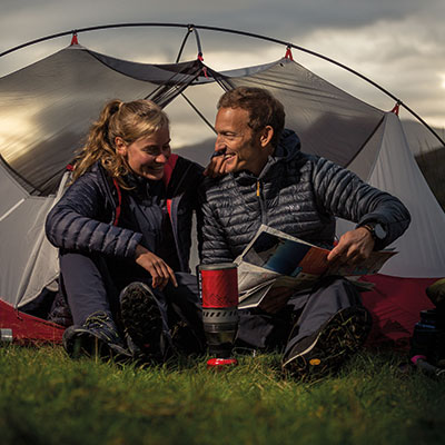 A man and woman camping